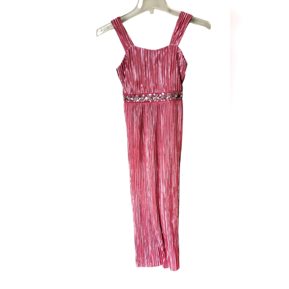 Amy's Closet‎ Pink Mauve long shimmer Girls dress with Rhinestone waist Size 7